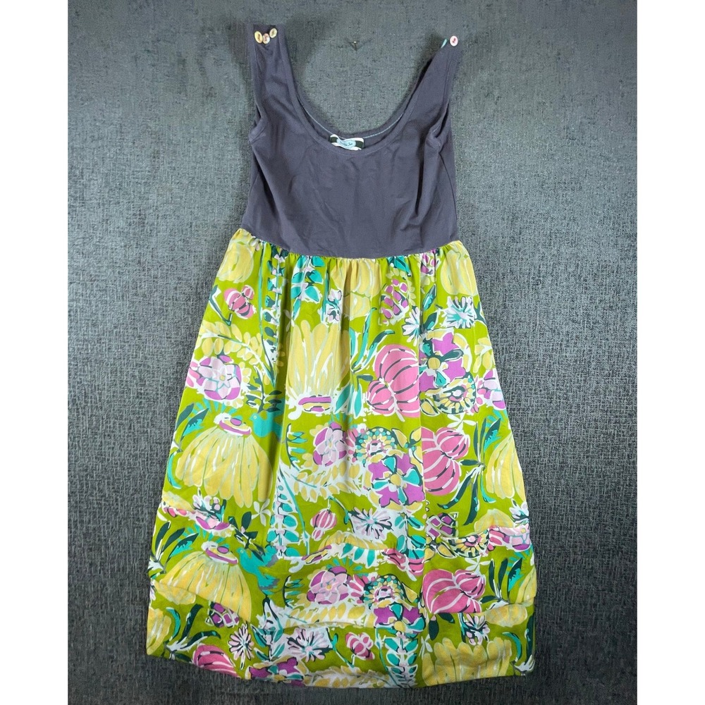 Matilda Jane Womens Floral Pumpkin Print Midi Dress Grey Green Pink Size Medium